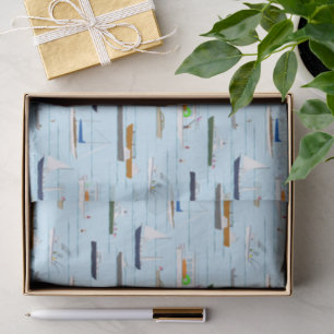 A Day On the River coastal lake river boating Tissue Paper