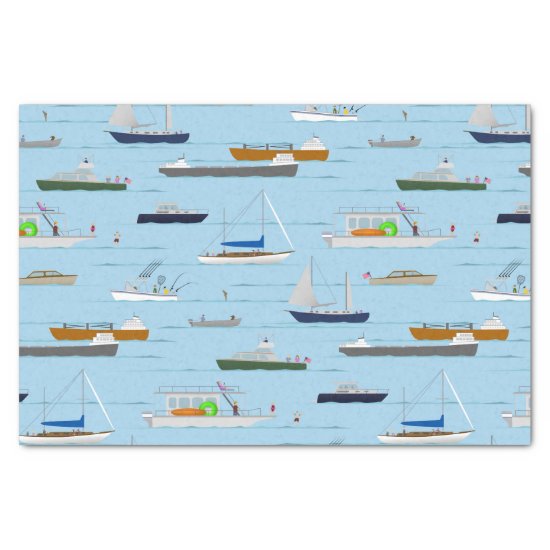 A Day On the River coastal lake river boating Tissue Paper