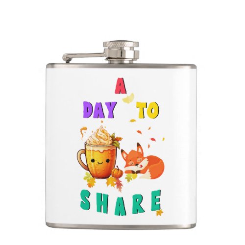 A Day To Share Ginkgo Oak Botany Fox Thanksgiving Flask
