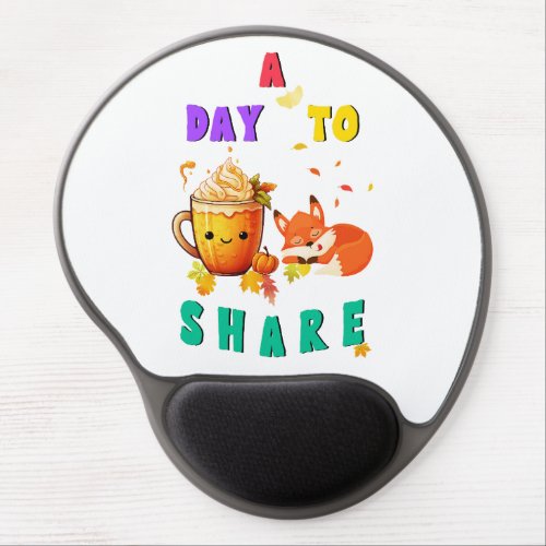 A Day To Share Ginkgo Oak Botany Fox Thanksgiving Gel Mouse Pad