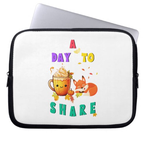 A Day To Share Ginkgo Oak Botany Fox Thanksgiving Laptop Sleeve