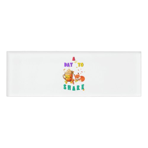 A Day To Share Ginkgo Oak Botany Fox Thanksgiving Name Tag