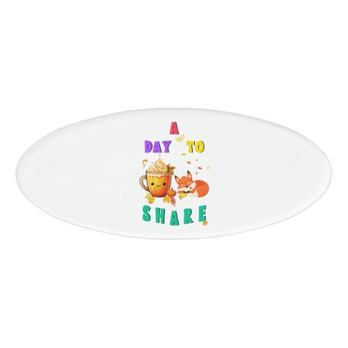 A Day To Share Ginkgo Oak Botany Fox Thanksgiving Name Tag