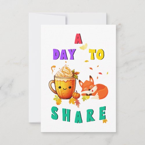 A Day To Share Ginkgo Oak Botany Fox Thanksgiving Note Card