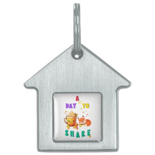 A Day To Share Ginkgo Oak Botany Fox Thanksgiving Pet ID Tag