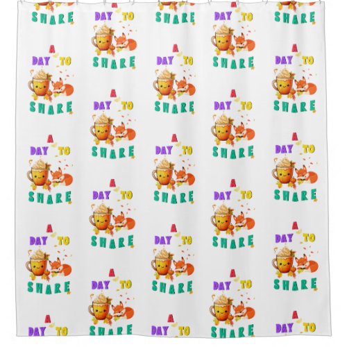 A Day To Share Ginkgo Oak Botany Fox Thanksgiving Shower Curtain