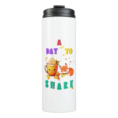 A Day To Share Ginkgo Oak Botany Fox Thanksgiving Thermal Tumbler