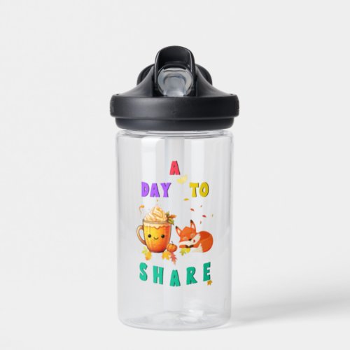 A Day To Share Ginkgo Oak Botany Fox Thanksgiving Water Bottle
