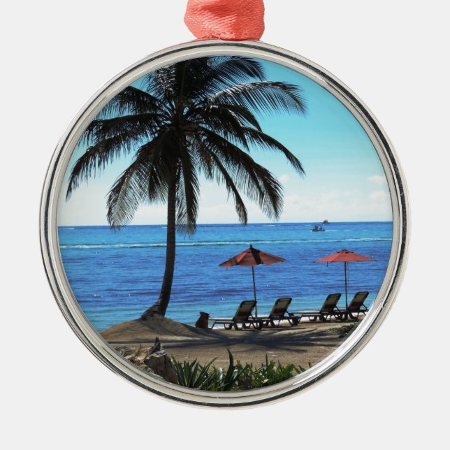 A day under the palm tree metal ornament (Front)
