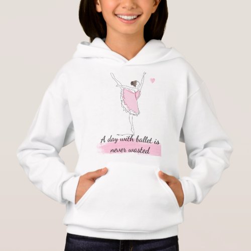A Day With Ballet Cute Pink Blush Ballerina Heart Hoodie