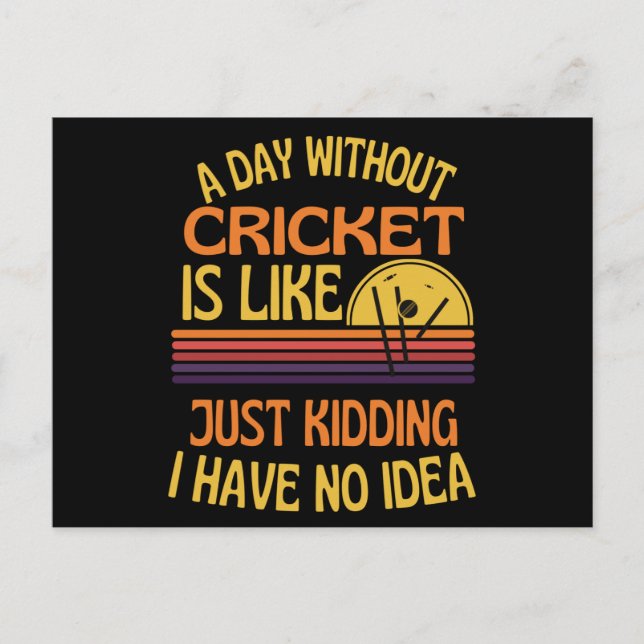 A Day Without Cricket Funny Cricket Lover Postcard (Front)
