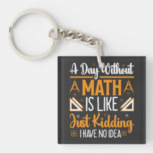 A Day Without Math, Funny Mathematics Teacher Gift Keychain