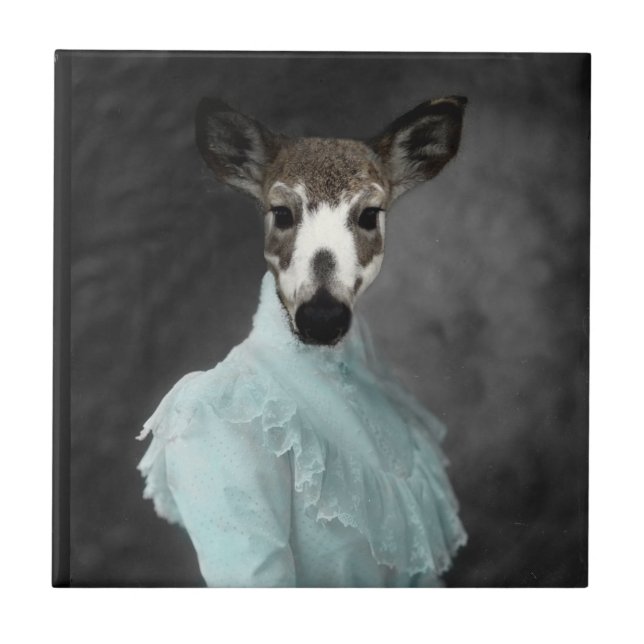 A Dear Deer Face Ceramic Tile (Front)