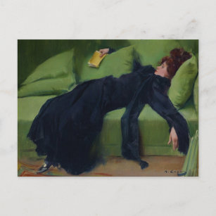 A Decadent Girl by Ramon Casas - Vintage Fine Art Postcard