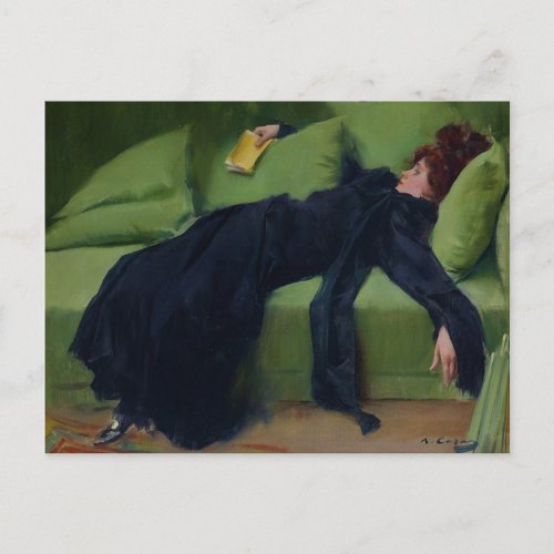 A Decadent Girl by Ramon Casas _ Vintage Fine Art Postcard