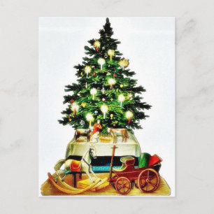 A decorated christmas tree holiday postcard