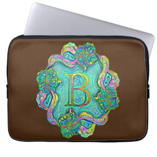 A decorative initial letter "B" with flowers  Laptop Sleeve