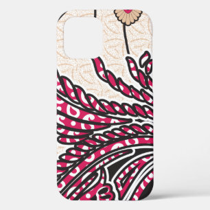 A decorative paisley design with vivid red and pin iPhone 12 case