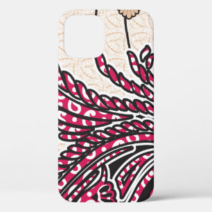A decorative paisley design with vivid red and pin iPhone 12 pro case