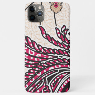 A decorative paisley design with vivid red and pin iPhone 11 pro max case