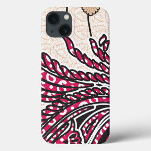 A decorative paisley design with vivid red and pin iPhone 13 case