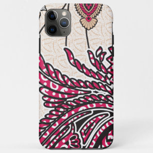A decorative paisley design with vivid red and pin iPhone 11 pro max case