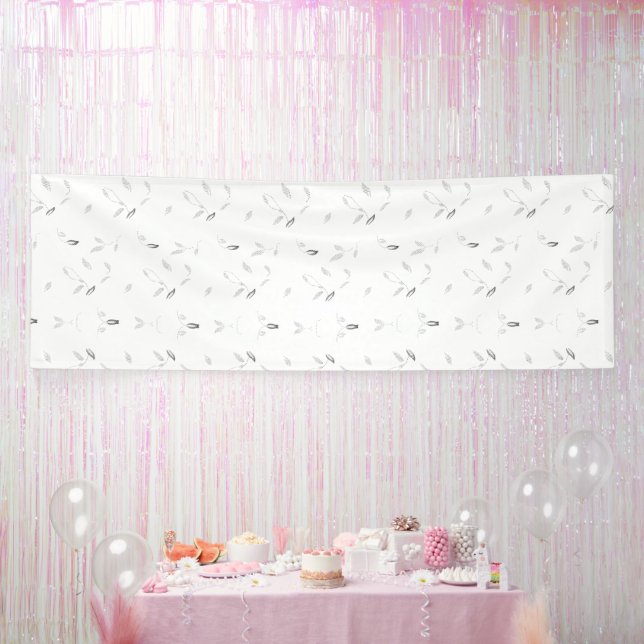 A decorative pattern featuring white and gray leav banner (Party)
