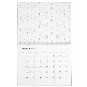 A decorative pattern featuring white and gray leav calendar