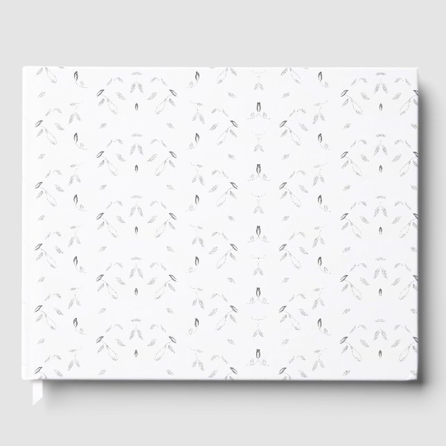 A decorative pattern featuring white and gray leav guest book (Front)