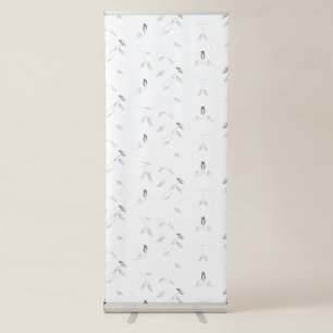 A decorative pattern featuring white and gray leav retractable banner