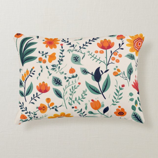 A decorative pillow featuring a vibrant floral  (Front)