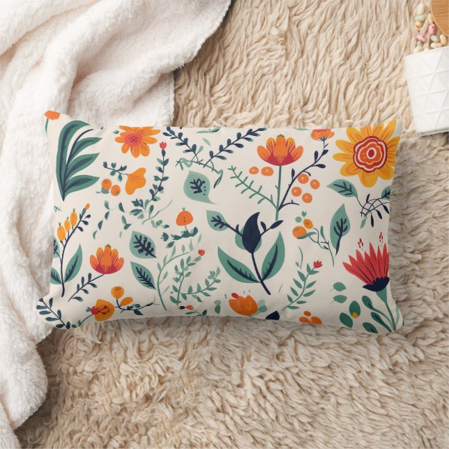 A decorative pillow featuring a vibrant floral (Blanket)