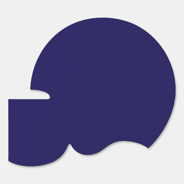 A deep blue backdrop accented by a white border, o sign (Front)