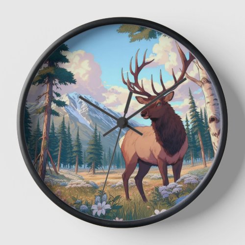 A deer amidst nature clock