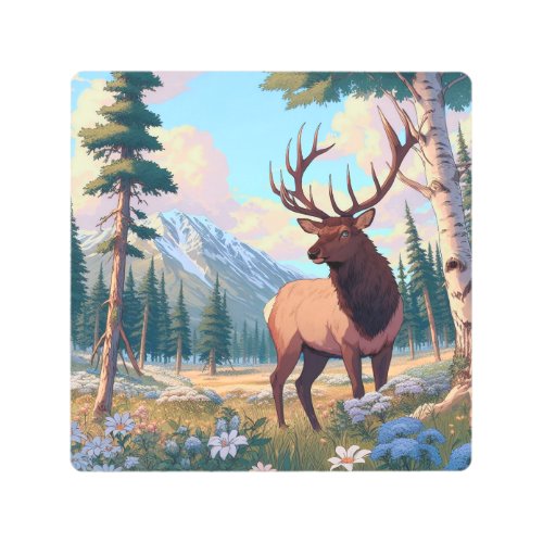 A deer amidst nature metal print