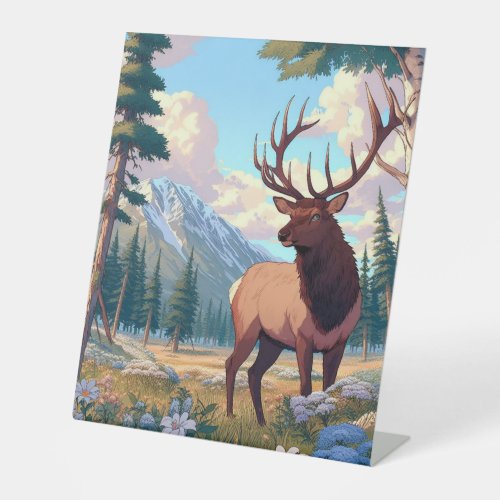 A deer amidst nature pedestal sign