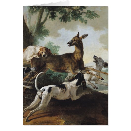 A Deer Chased by Dogs, 1725 Cards (Front)