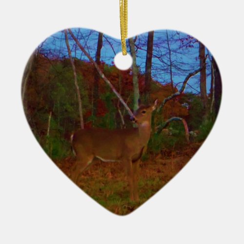 A Deer Gold Red Green and Blue Ceramic Ornament