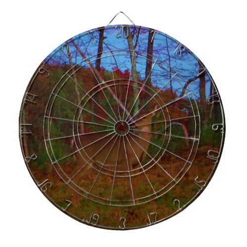 A Deer Gold Red Green and Blue Dartboard