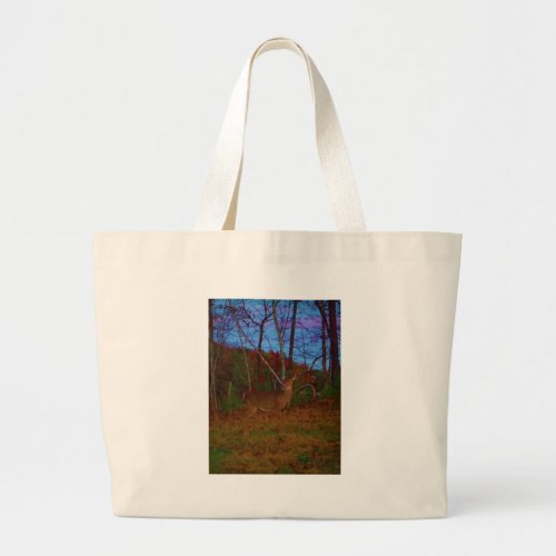 A Deer Gold Red Green and Blue Large Tote Bag