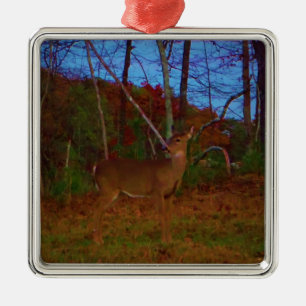 A Deer: Gold Red Green and Blue Metal Ornament
