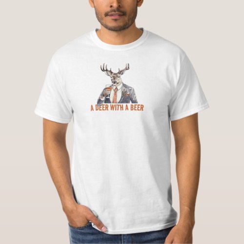 A Deer with a Beer Funny T_Shirt