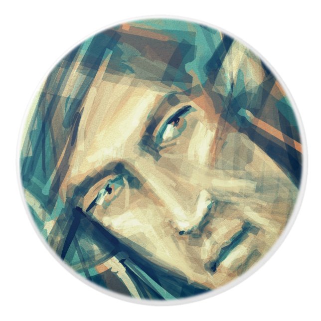 A Defiant Green Elf Face Ceramic Knob (Front)