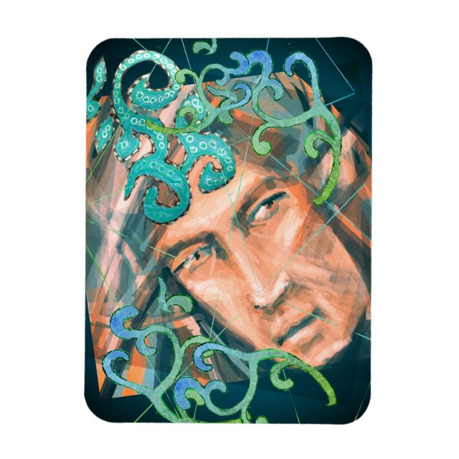 A Defiant Green Woodland Elf among leaves Magnet (Vertical)