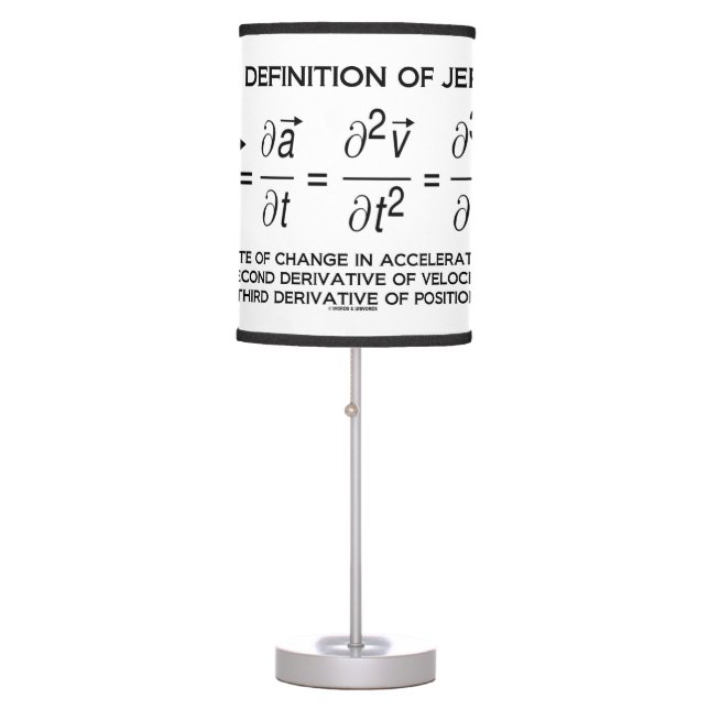 A Definition Of Jerk Physics Equation Humor Table Lamp (Front)