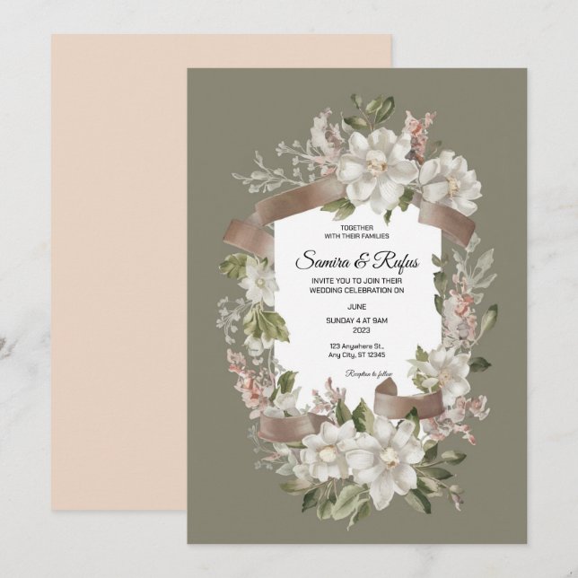 A delicate traditional Wedding invitation (Front/Back)