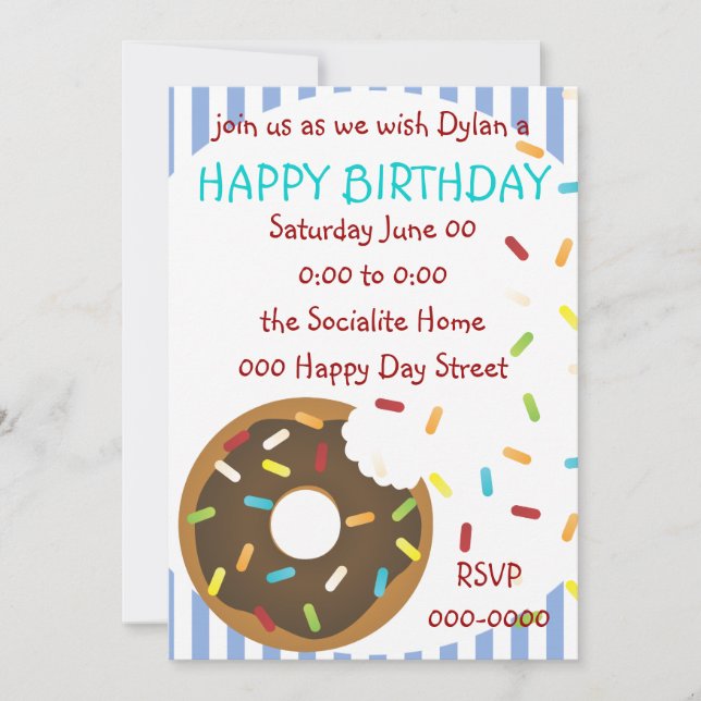 A Delicious Bite of Donut Invitation (Front)