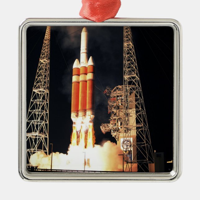 A Delta IV Heavy rocket lifts off Metal Ornament (Front)