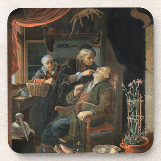 A Dentist Examining The Tooth of an Old Man (oil o Coaster (Front)
