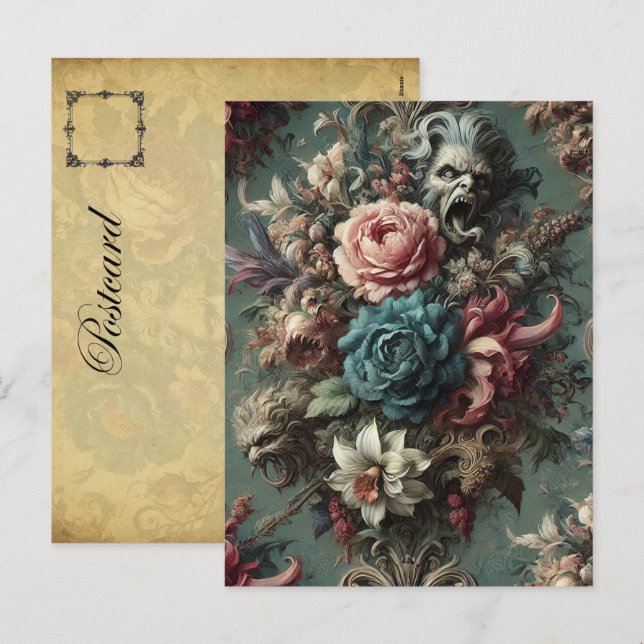 A Deranged Dirge – Gothic Floral Design Holiday Postcard (Front/Back)